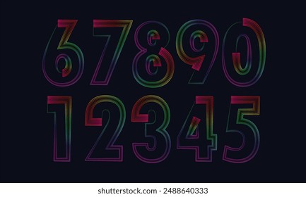 Number set vector font alphabet, modern dynamic flat design with brilliant colorful for your unique elements design ; logo, corporate identity