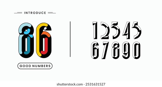 Number set vector font alphabet, modern dynamic flat design with brilliant colorful for your unique elements design.