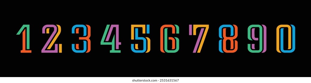 Number set vector font alphabet, modern dynamic flat design with brilliant colorful for your unique elements design.
