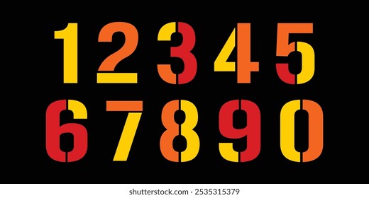 Number set vector font alphabet, modern dynamic flat design vector illustration numbers