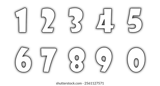 number set vector font alphabet. numbers zero to nine collection.