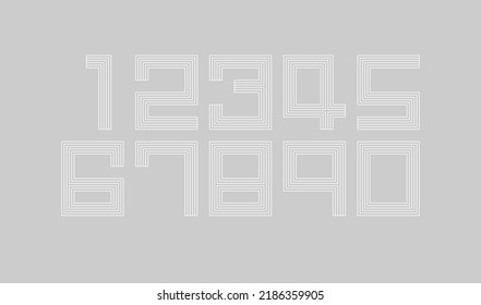 Number set vector font, modern design.