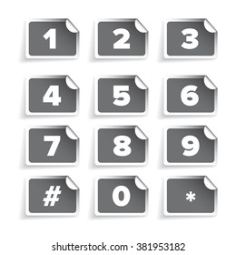 Number set vector label grey