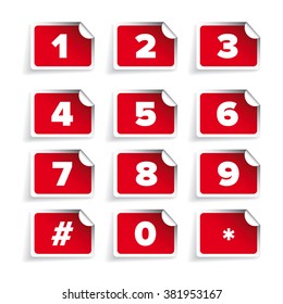 Number set vector label red
