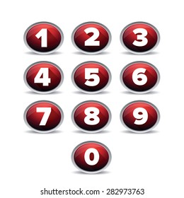 Number set vector red
