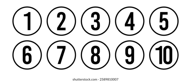 Number set from zero to nine on colorful circle with shadow. colorful circles and numbers. numbers symbols with long shadow. number digit vector icon with colorful circle. set of 1-9 numbers in eps10.