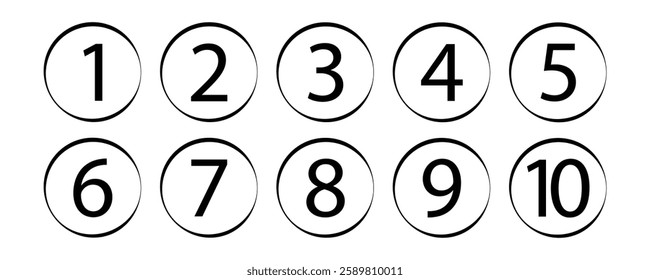 Number set from zero to nine on colorful circle with shadow. colorful circles and numbers. numbers symbols with long shadow. number digit vector icon with colorful circle. set of 1-9 numbers in eps10.