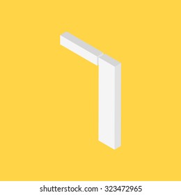 Number Seven with 3D style on yellow background, 7, vector illustration