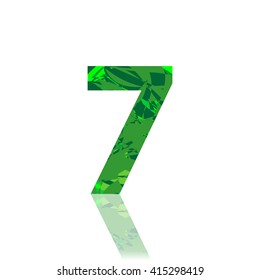 Number seven, 7, green abstract design, numbers template elements, vector illustration