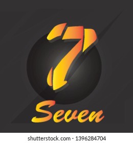 Number Seven, 7 isolated on red background with shadow.Vector illustration,Template for your design, website, brochure, cover, business annual report