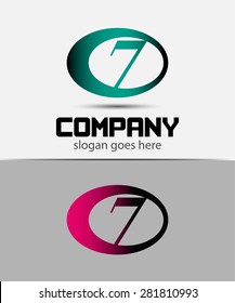 Number seven 7 logo icon template elements 
