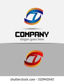 number seven 7 logo icon design template elements

