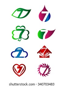 Number seven 7 logo icon template elements set
