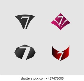 Number seven 7 logo icon template elements set
