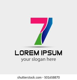 Number seven 7 logo icon template elements
