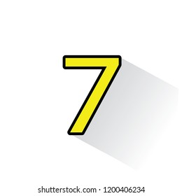 Number Seven, 7 with long shadow on white background. Symbol in a flat design style. Vector illustration, easy to edit.