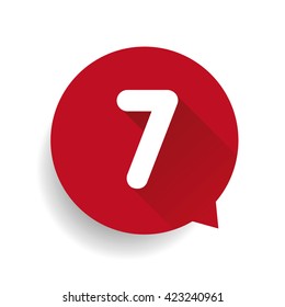Number seven 7 speech bubble red