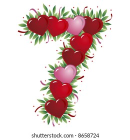 Number seven - 7 - Valentine heart