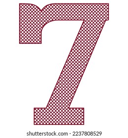 Number Seven With Abstract Pattern Vector Illustration. Number 7 Isolated On A White Background
