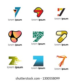 Number Seven Abstract Vector Logo Design Template. Creative Numbers Concept Icon Set. Logo 7