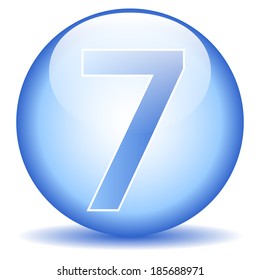 Number seven button on white background.