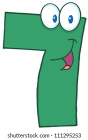 Number Seven Cartoon Mascot Character