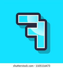 Number seven colorful pixel art number typeface with shadow. vector typography design. 