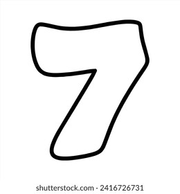 Number seven coloring for child book blank fill with black outline 