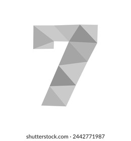 The number seven consisting of black and white gray triangles on a white transparent background. Vector illustration eps 10.
