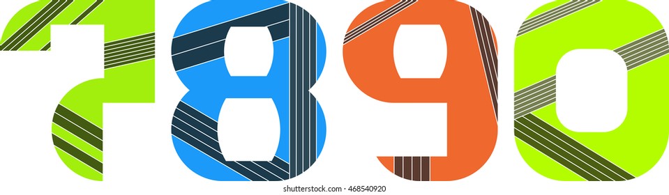 Number seven, eight, nine, zero in the line style