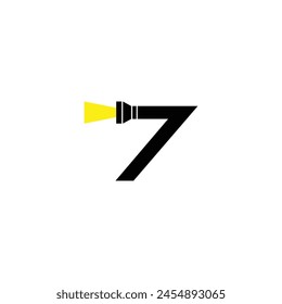 number seven flashlight, black simple symbol logo vector