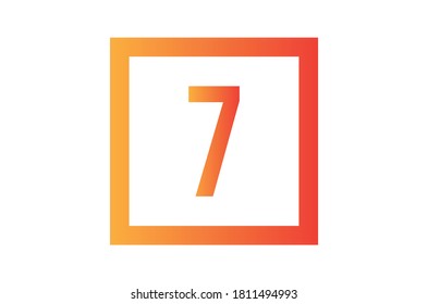 Number seven with gradient colour 