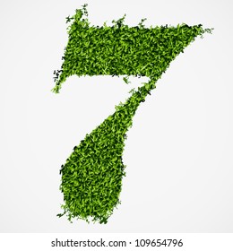 Number seven grass texture. Vector illustration