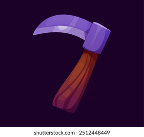 Number seven Halloween font, cartoon evil type, funny scary typeface, spooky alphabet number 7 numeral symbol as a scythe with a wooden handle and a curved blade. Isolated vector abc typography digit