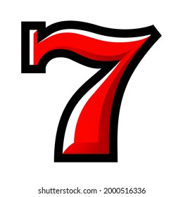 Number seven, icon casino, slot machine symbols. Winner, win, lucky, jackpot.