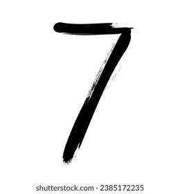 the number seven with an ink brush