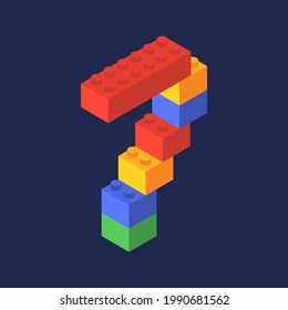 Number seven in isometric. Color constructor. Vector Illustration