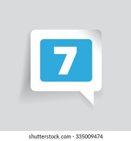 Number seven label vector blue