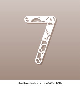 Number seven laser cut.A round pattern. Vector illustration.