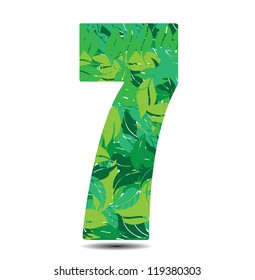 number seven in leaves vector illustration