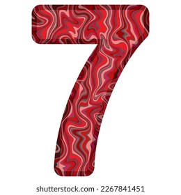 Number Seven With Liquid Marble Texture Vector Illustration. Number 7 Isolated On A White Background
