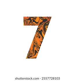 Number seven With Liquid Marble Texture Vector Illustration. Number 7 Isolated On A White Background