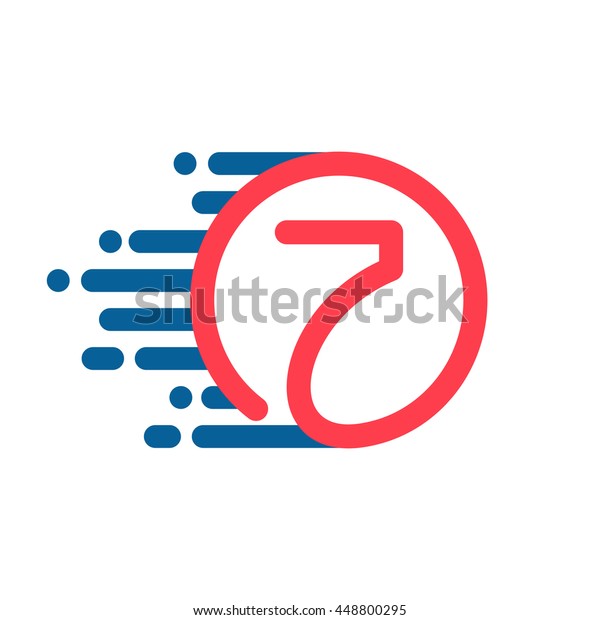 Number seven logo in circle with speed line.\
Colorful vector design for banner, presentation, web page, card,\
labels or posters.