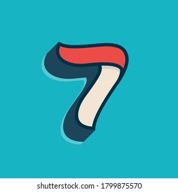 Number seven logo in classic sport style. This script font is perfect for a sportswear advertising, champions art, college team identity, etc.