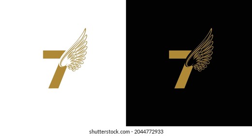 The number seven logo design combined with the modern and amazing wing symbol