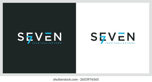 Number Seven Logo Design Template, vector illustration