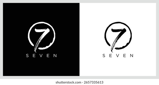 Modelo de design de logotipo número sete, ilustração vetorial