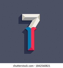 Number seven logo in faceted old athletic style. You can use it in your sportswear identity, baseball emblem, victory posters, retro university design, and others. 