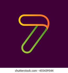 Number seven logo formed by colorful neon line. Font style, vector design template elements for your application or corporate identity.