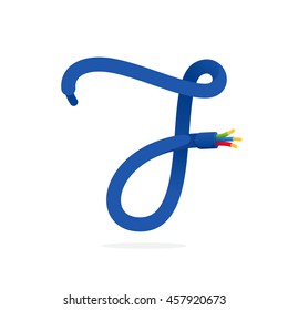 Number seven  logo formed by electric cable. Technology vector design for banner, web page, card, labels or posters.